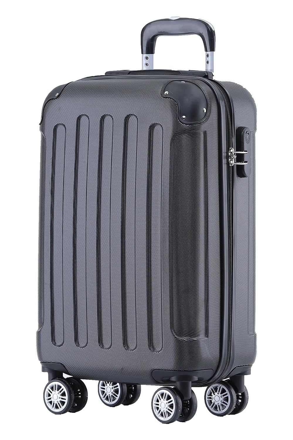 BEIBYE Zwillingsrollen Hardcase Reisekoffer Koffer Trolleys Hartschale in XL-L-M in 14 Farben (Schwarz, Handgepäck (55cm))