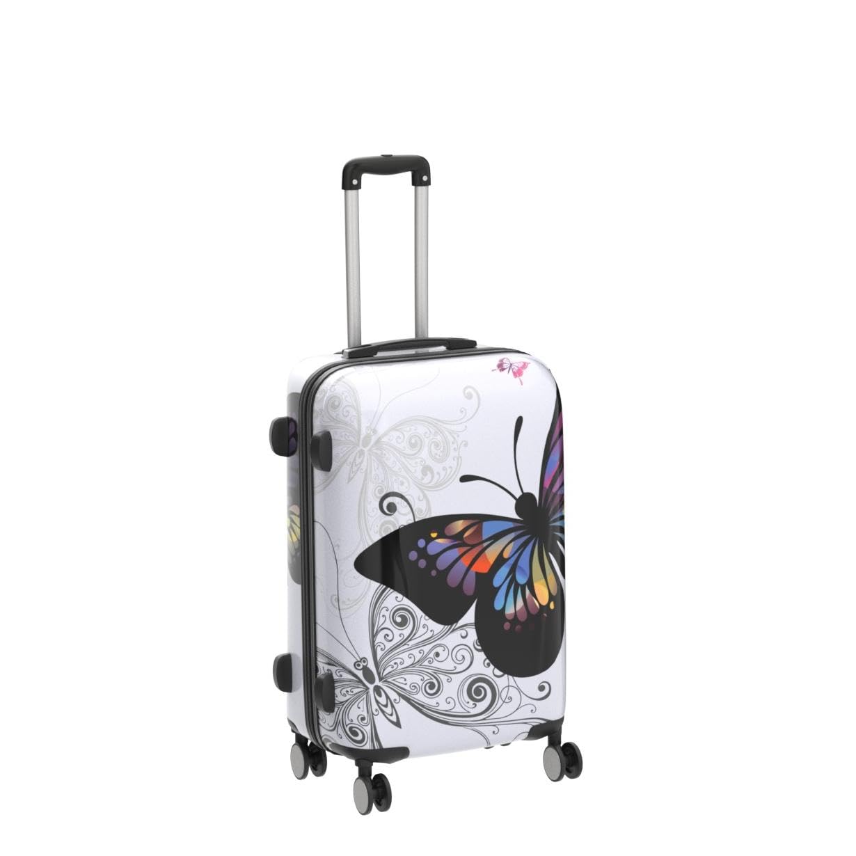 BEIBYE Reisekoffer Hartschalenkoffer Trolley TSA-Schloss Polycarbonat Koffer (Butterfly, L)