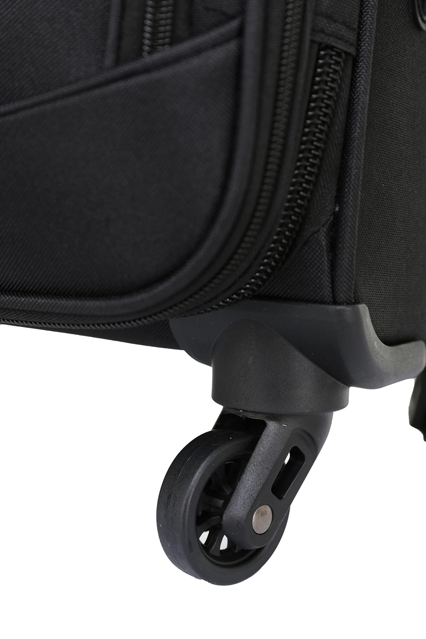 BEIBYE Leichter Stoffkoffer Kofferset Trolley Außentaschen Dehungsfuge mehr Stauraum mit Zahlenschloss (Schwarz, M-Handgepäck-54cm)
