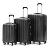 BEIBYE TSA-Schloß 2080 Zwillingsrollen 3 TLG. Reisekofferset Koffer Kofferset Trolley Trolleys Hartschale (Schwarz)