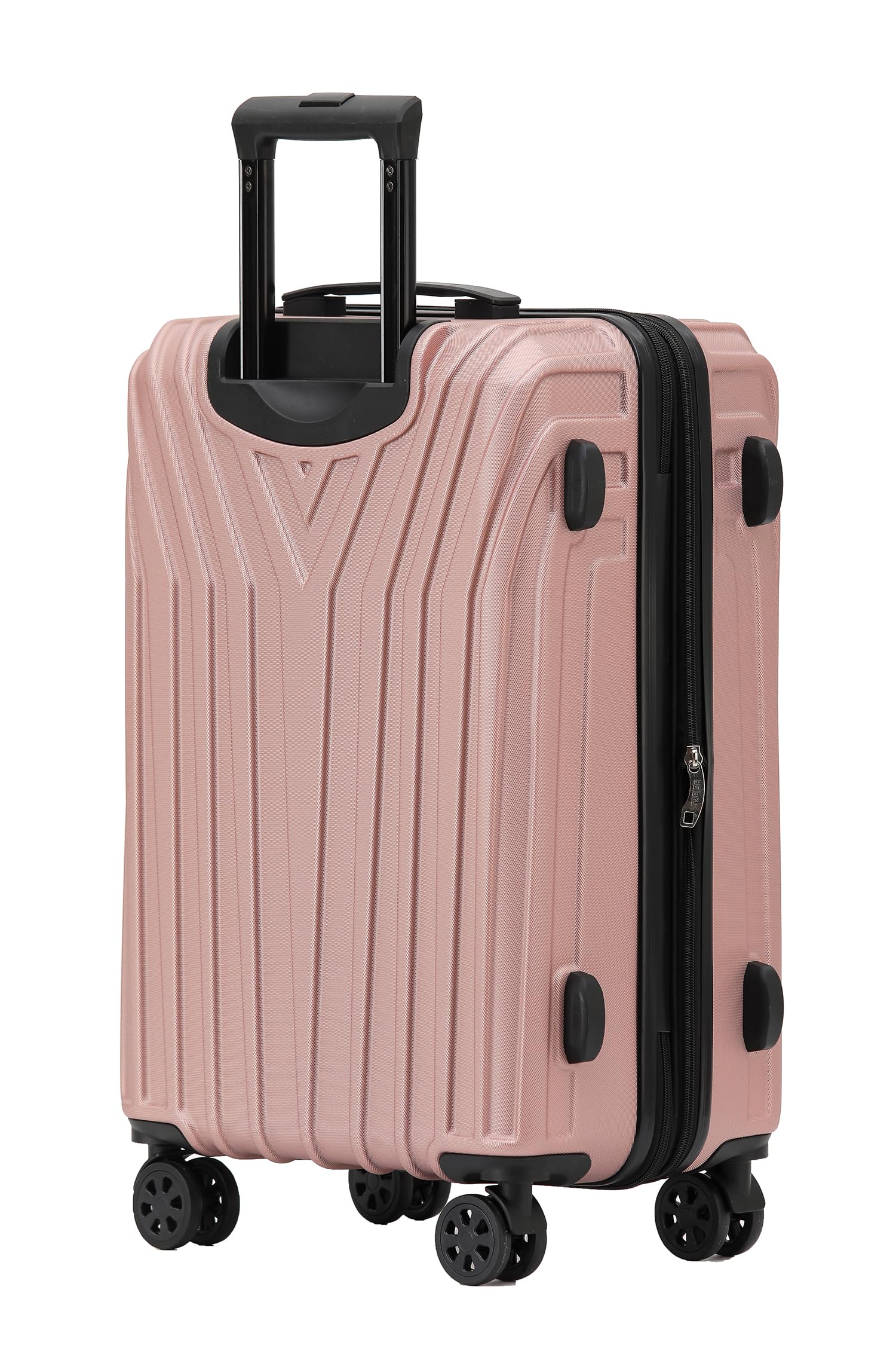 BEIBYE Kofferset Rollkoffer Koffer Hartschale,TSA Schloß, Zwillingsrollen, Erweiterung (Rosa Gold, 66 cm)