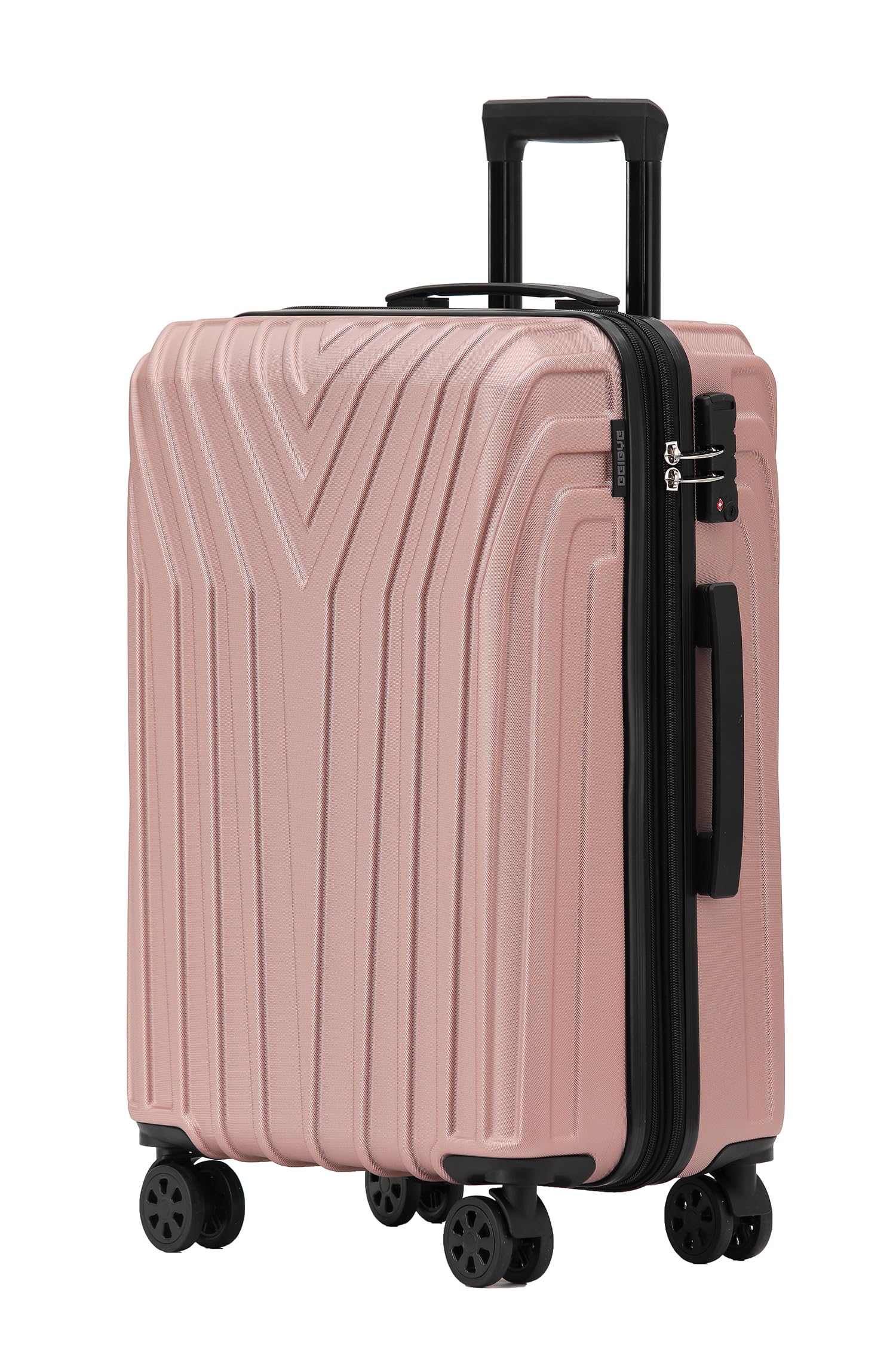 BEIBYE Kofferset Rollkoffer Koffer Hartschale,TSA Schloß, Zwillingsrollen, Erweiterung (Rosa Gold, 66 cm)