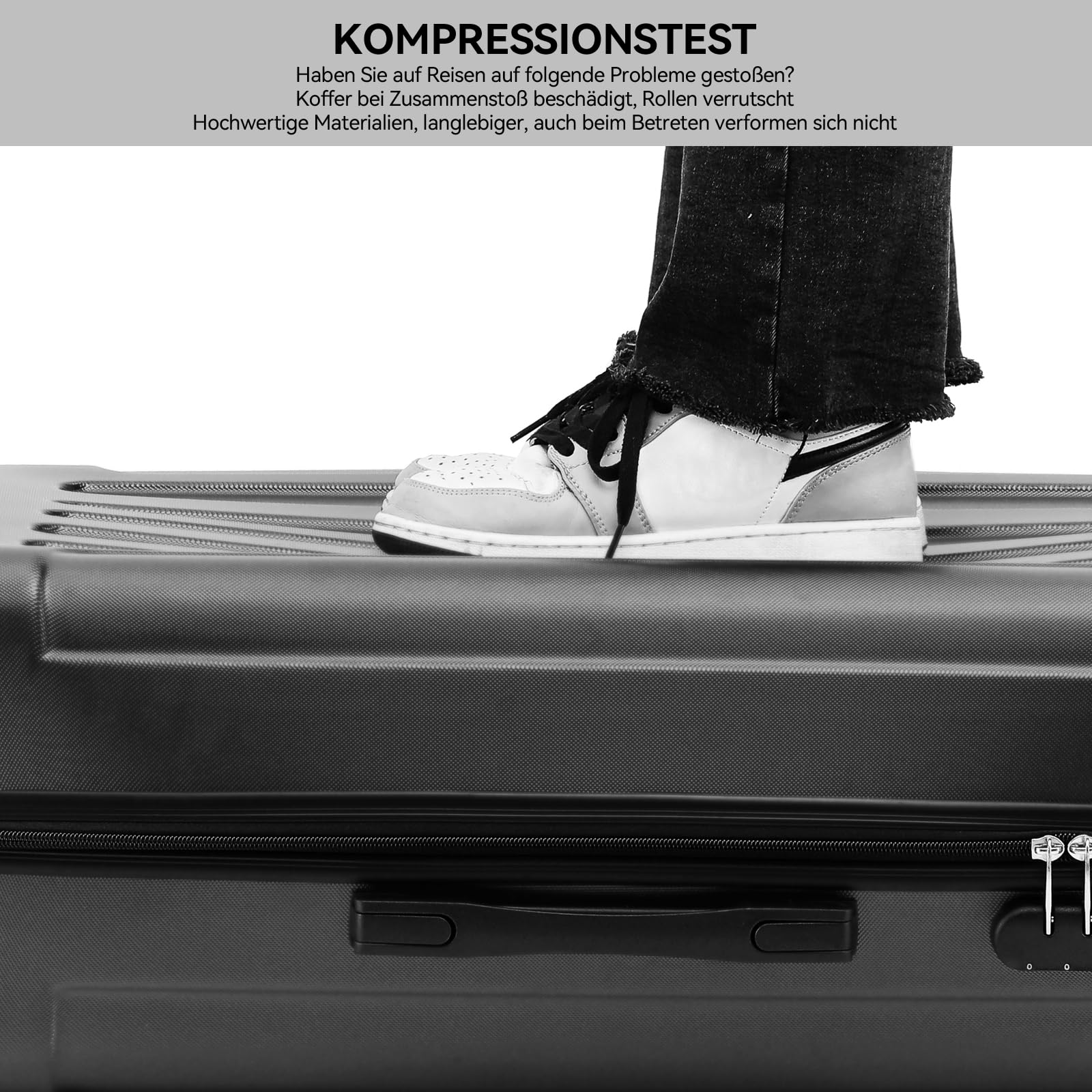 BEIBYE 2045 Zwillingsrollen 3tlg. Reisekoffer Koffer Kofferset Trolleys Hartschale in 20 Farben (Schwarz)